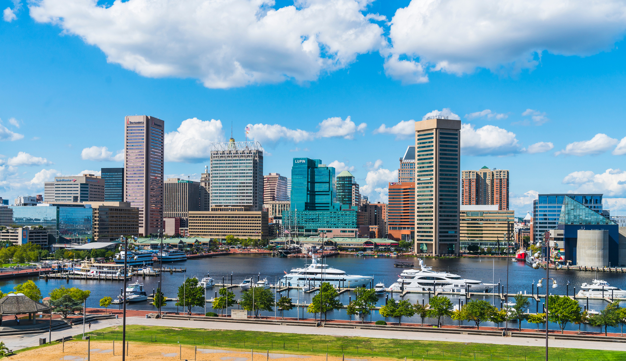 baltimore,maryland,usa. 09-07-17 : Baltimore skyline on sunny day.
